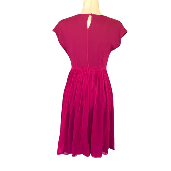 Boden Beaded Jeweled Georgette Fuchsia Pink Scoop Neck Midi Dress - 4 - Picture 7 of 14
